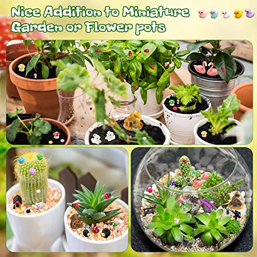 240 Pcs Miniature Fairy Garden Accessories, Including Animals, Mini Houses, Table and Chairs and Dollhouse Decoration, Miniature Figurines, Micro Landscape Ornaments, Garden DIY Kit, Birthday Gift