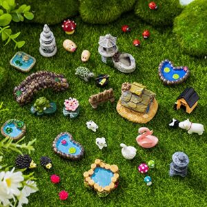 240 Pcs Miniature Fairy Garden Accessories, Including Animals, Mini Houses, Table and Chairs and Dollhouse Decoration, Miniature Figurines, Micro Landscape Ornaments, Garden DIY Kit, Birthday Gift