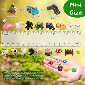 240 Pcs Miniature Fairy Garden Accessories, Including Animals, Mini Houses, Table and Chairs and Dollhouse Decoration, Miniature Figurines, Micro Landscape Ornaments, Garden DIY Kit, Birthday Gift