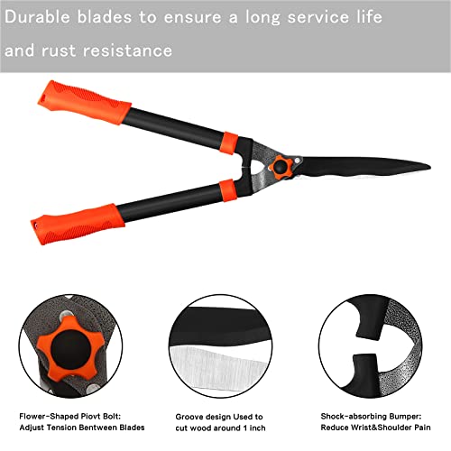 Lopper Hedge Shear & Pruner Combo Set, YRTSH 3-Piece Gardening Tool, Heavy Duty Tree & Shrub Care Kit for Yard, Garden & Lawn, Professional Hedge Clippers Tree Trimmer for Indoor & Outdoor Gardening