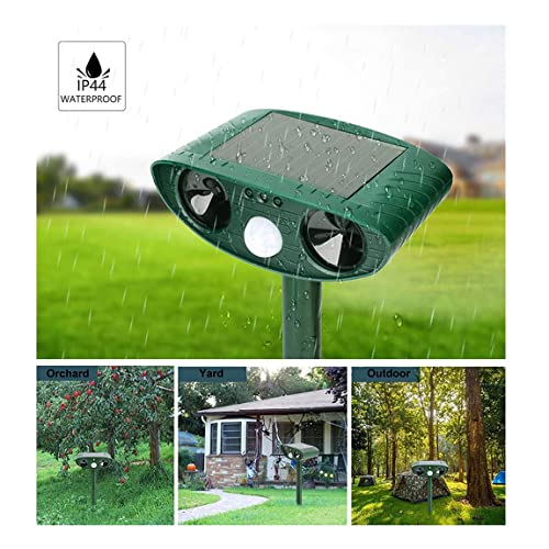 Solar Animal Repeller Outdoor Ultrasonic Animal Pest Repellent with Motion Sensor to Keep Birds Mole Rabbit Deer Raccoon Away, Deterrent Protect Garden Yard Farm, Green Color