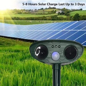 Solar Animal Repeller Outdoor Ultrasonic Animal Pest Repellent with Motion Sensor to Keep Birds Mole Rabbit Deer Raccoon Away, Deterrent Protect Garden Yard Farm, Green Color