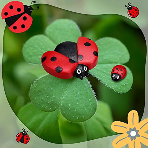 18 Pcs Small Ladybugs Stepping Stones Decor Ladybug Garden Yard Decorations Outdoor 4 Size Lively Ladybug Gifts Ornaments Lady Bugs Garden Decorations for Garden Outdoors Decorations Mom Gifts