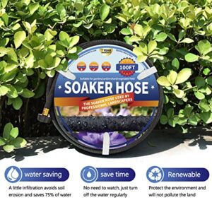 Soaker Hose 100 FT for Garden Beds, 1/2’’ Diameter Heavy Duty Soaker Hoses 100 FT for Garden Beds To Save 70% Water, 100 FT Drip Soaker Hose for Vegetable Beds (100 FEET)