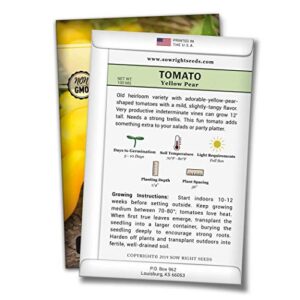 Sow Right Seeds - Yellow Pear Tomato Seed for Planting - Non-GMO Heirloom Packet with Instructions to Plant a Home Vegetable Garden - Great Gardening Gift (1)