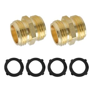 hydro master brass garden hose adapter double male quick connector 3/4 inch solid brass 2 pack