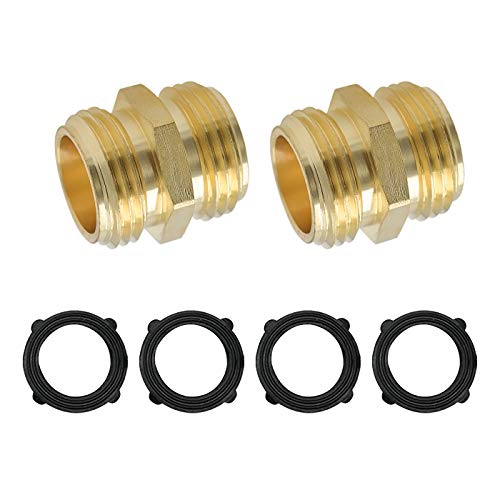 HYDRO MASTER Brass Garden Hose Adapter Double Male Quick Connector 3/4 Inch Solid Brass 2 pack