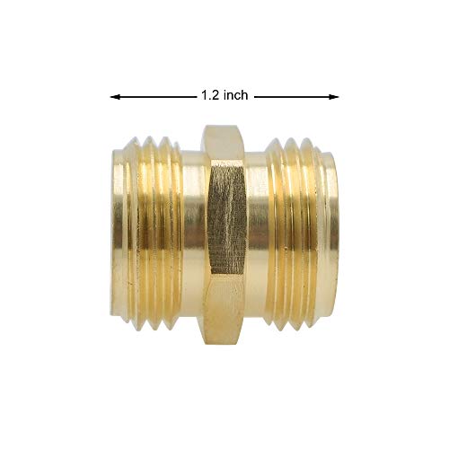 HYDRO MASTER Brass Garden Hose Adapter Double Male Quick Connector 3/4 Inch Solid Brass 2 pack