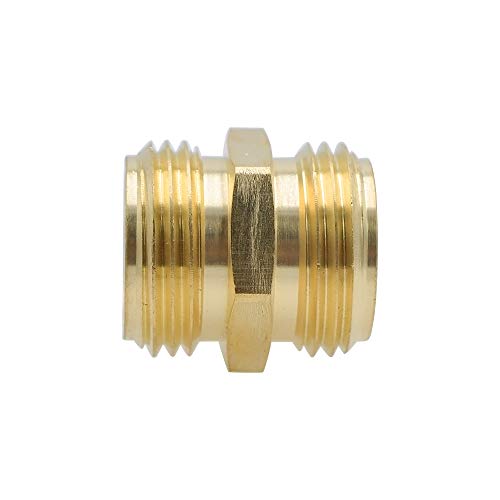 HYDRO MASTER Brass Garden Hose Adapter Double Male Quick Connector 3/4 Inch Solid Brass 2 pack