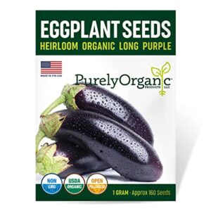 purely organic products purely organic heirloom eggplant seeds (long purple) – approx 160 seeds