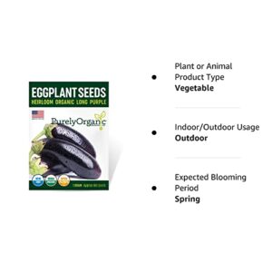 Purely Organic Products Purely Organic Heirloom Eggplant Seeds (Long Purple) - Approx 160 Seeds