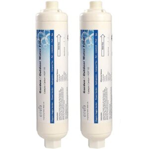 envig catalytic carbon kdf inline garden hose filter, chloramine, chlorine, vocs & chemicals removal for hydroponics, microgreens, organic gardening, pet, and healthy outdoor living (pack of 2)