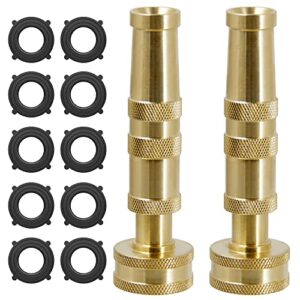 biswing brass hose nozzles, heavy-duty brass adjustable twist hose nozzle, 2 pack (4″), vi3432