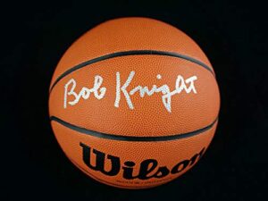 bob knight signed autographed silver ink ncaa basketball with jsa coa – indiana university hoosiers coach
