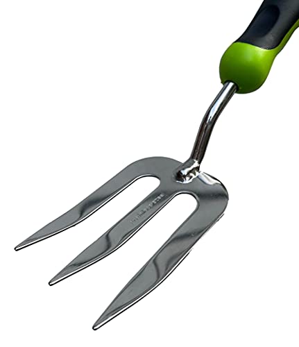 Garden Guru Stainless Steel Hand Weeder Fork Tool – Rust Resistant Stainless Steel – Ergonomic Handle – Great for Planting, Spreading Mulch, Weeding, Loosening & Transplanting Soil