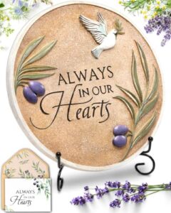 spiritwind memorial garden stone with stand set | 10″ sympathy garden plaque memory stones for loved ones lost with sympathy card | bereavement, condolence grief gift for indoor & outdoor decorations