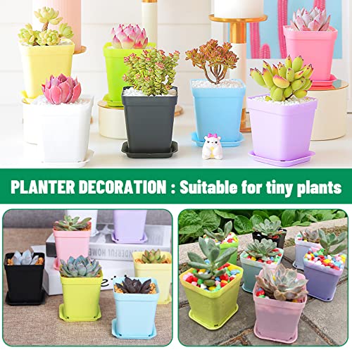 Plant Pots, 18Pcs Plastic Plant Pot, Flower Pots for Indoor Plants 2.75 in × 3.15 in, Plant Pots with Drainage Holes and Saucers, 6 Colors Plastic Planters for Indoor Plants, Flowers, Garden, Outdoor