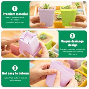 Plant Pots, 18Pcs Plastic Plant Pot, Flower Pots for Indoor Plants 2.75 in × 3.15 in, Plant Pots with Drainage Holes and Saucers, 6 Colors Plastic Planters for Indoor Plants, Flowers, Garden, Outdoor