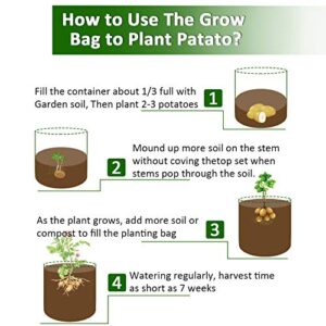 JJGoo Potato Grow Bags, 4 Pack 10 Gallon with Flap and Handles Planter Pots for Onion, Fruits, Tomato, Carrot - Green