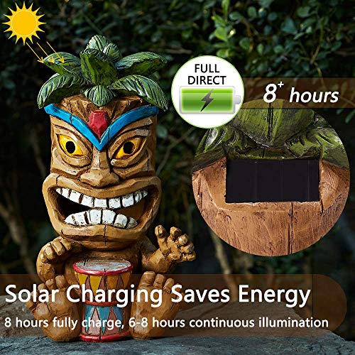 Yiosax Solar Lights Outdoor Garden Decor- Easter Garden Statues and Tiki Figurines for Bar Patio Lawn Yard Decorations | Auto On/Off & Long Working Hours(10.43inch Tall