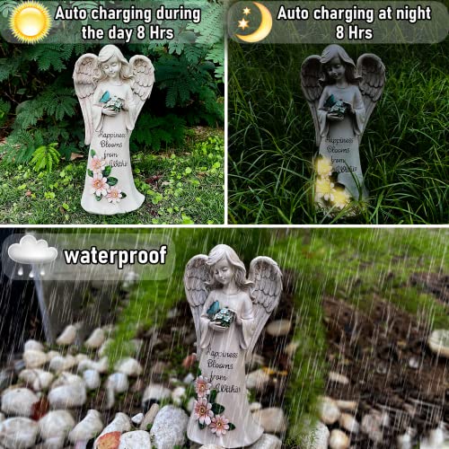 MOOTKA Angel Outdoor Garden Decor Statues, Angel Garden Figurines Outdoor Decoration with Solar LED Lights for Patio, Yard, Porch, Outdoor Decor Lawn Ornament and Gifts for Women