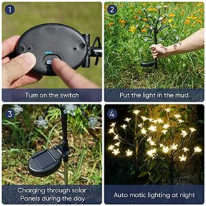 IUEECEN Solar Garden Lights Decorative Solar Lights Outdoor Waterproof 4Pack,20Led Solar Flower Lights Garden Decor Outdoor Solar Lights for Yard Pathway,Patio,Christmas Decorations Gardening Gifts