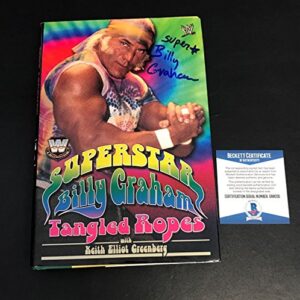 superstar billy graham signed auto wwe book tangled ropes bas beckett coa 1 – autographed wrestling cards