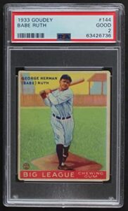 1933 goudey # 144 babe ruth new york yankees (baseball card) psa psa 2.00 yankees