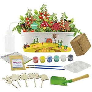 paint and plant tomato garden kit for kids – complete indoor growing gardening set with tomato seeds for kids to plant by grow margo