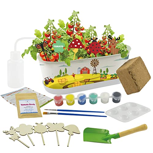 Paint and Plant Tomato Garden Kit for Kids - Complete Indoor Growing Gardening Set with Tomato Seeds for Kids to Plant by Grow Margo