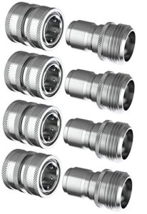 essential washer garden hose quick connect hose fittings – 3/4 inch stainless steel water hose quick connect set – garden hose connector set, pressure washer adapter, great for rv or pressure washer