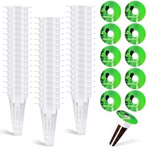 100 pcs hydroponic growing kit include 50 pcs hydroponic plant replacement basket plant growing containers and 50 pcs seed pot label for grow sponges basket compatible with hydroponic growing system