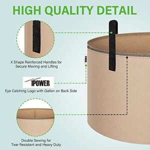 iPower 20 Gallon Grow Bags Nonwoven Fabric Pots Aeration Container with Strap Handles for Garden and Planting, 5-Pack Tan, 20 Gallon 20 Gallon