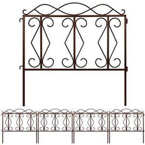 amagabeli 5 panels decorative garden fence 10ft(l) x24in(h) in total outdoor bronze metal wire fencing rustproof patio flower bed animal barrier border fence edge section panels et330