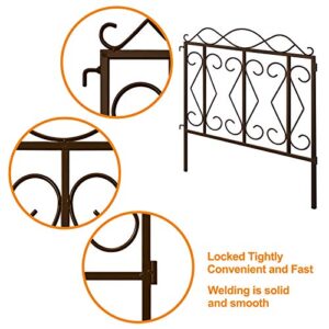 Amagabeli 5 Panels Decorative Garden Fence 10ft(L) x24in(H) in Total Outdoor Bronze Metal Wire Fencing Rustproof Patio Flower Bed Animal Barrier Border Fence Edge Section Panels ET330