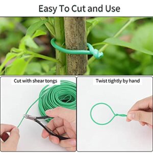 Bacetuao 2.5mm/ 0.1" Soft Plant Ties, Garden Ties TPR Flexible Durable Heavy Duty Twist Wire for Twine Tomato Branches Vines and Tying Up Cable Wires (Green)(100 Feet / 30.5m)