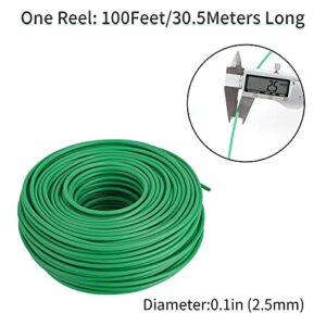 Bacetuao 2.5mm/ 0.1" Soft Plant Ties, Garden Ties TPR Flexible Durable Heavy Duty Twist Wire for Twine Tomato Branches Vines and Tying Up Cable Wires (Green)(100 Feet / 30.5m)