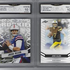 2018 JOSH ALLEN LEAF 2 ROOKIE CARD LOT GRADED GEM MINT 10 BILLS HOT QUARTERBACK STAR