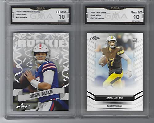 2018 JOSH ALLEN LEAF 2 ROOKIE CARD LOT GRADED GEM MINT 10 BILLS HOT QUARTERBACK STAR