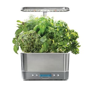 aerogarden harvest elite with gourmet herb seed pod kit – hydroponic indoor garden, stainless steel