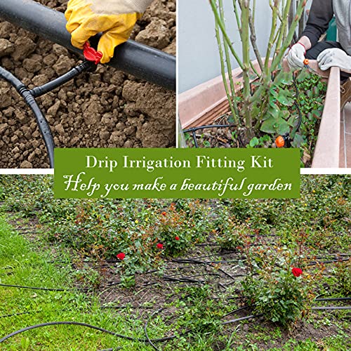 JOYPRO Drip Irrigation Fittings Kit for 1/4" Tubing, 130 Pieces Drip Line Connectors for Drip Systems - 60 Couplings, 40 Tees, 20 Elbows, 10 End Plugs - Drip Irrigation Parts for 1/4 Inch Drip Hose