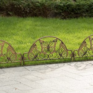 Gardenised QI004110.6 Decorative Butterfly Design Fence Garden Edging Landscape Border Path Panel, Pack of 6, Bronze