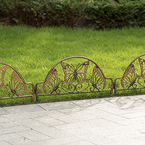 Gardenised QI004110.6 Decorative Butterfly Design Fence Garden Edging Landscape Border Path Panel, Pack of 6, Bronze