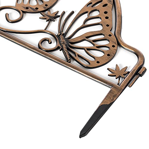 Gardenised QI004110.6 Decorative Butterfly Design Fence Garden Edging Landscape Border Path Panel, Pack of 6, Bronze