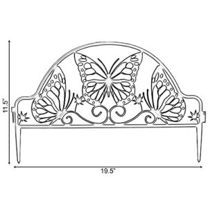 Gardenised QI004110.6 Decorative Butterfly Design Fence Garden Edging Landscape Border Path Panel, Pack of 6, Bronze