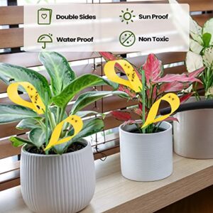 150 Pack Sticky Houseplant Traps Stakes Yellow Insect Trap Fungus Gnat Sticky Trap for Indoor Outdoor Garden Houseplant Fungus Gnat Fruit Flies Mosquito