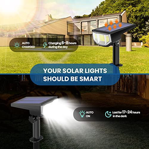 GUMGLEX Solar Spot Lights Outdoor, 40LED Solar Lights Outdoor Waterproof Spotlights, 2 Lighting Modes Solar Powered Garden Lights for Yard Landscape Lighting - 2 Pack