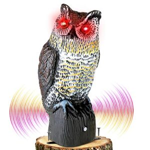 plastic owl to keep birds away,owl scarecrows with flashing eyes&frightening sound,owl for bird control for garden yard outdoor