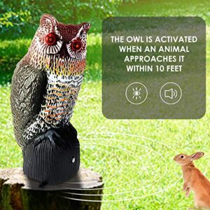 Plastic Owl to Keep Birds Away,Owl Scarecrows with Flashing Eyes&Frightening Sound,Owl for Bird Control for Garden Yard Outdoor