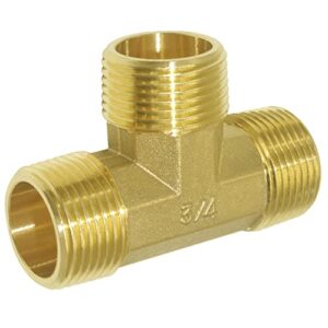 joywayus brass 3/4″ ght garden hose threaded tee shaped 3 way connector hose pipe fitting coupler adapter